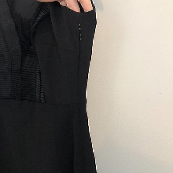 NEW NWT JULIA JORDAN Solid Black Pleated Lace Sleeveless Fit Flare Party Dress 6 - Picture 9 of 12